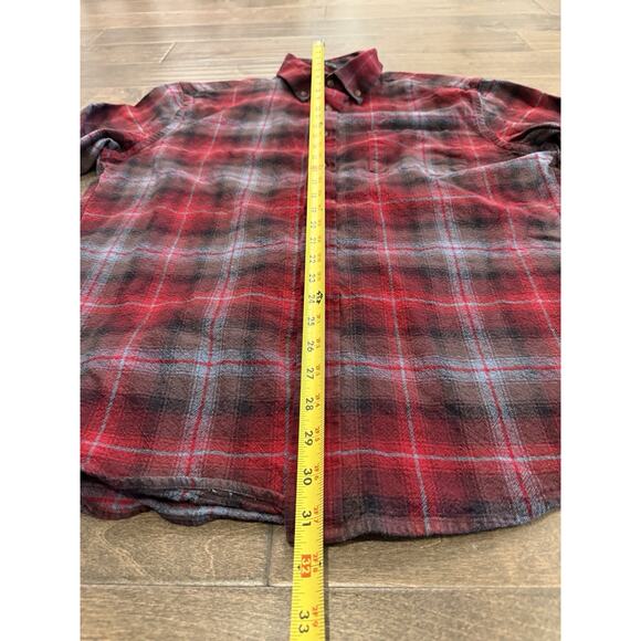 Pendleton Mason Mens Red Button Up 100% Cotton Flannel Plaid Long Sleeve Shirt L - Picture 7 of 8